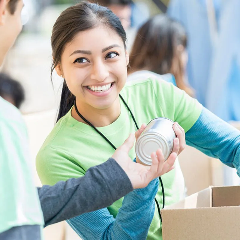 Woman doing charity