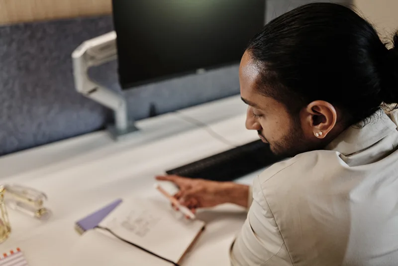 man at desk