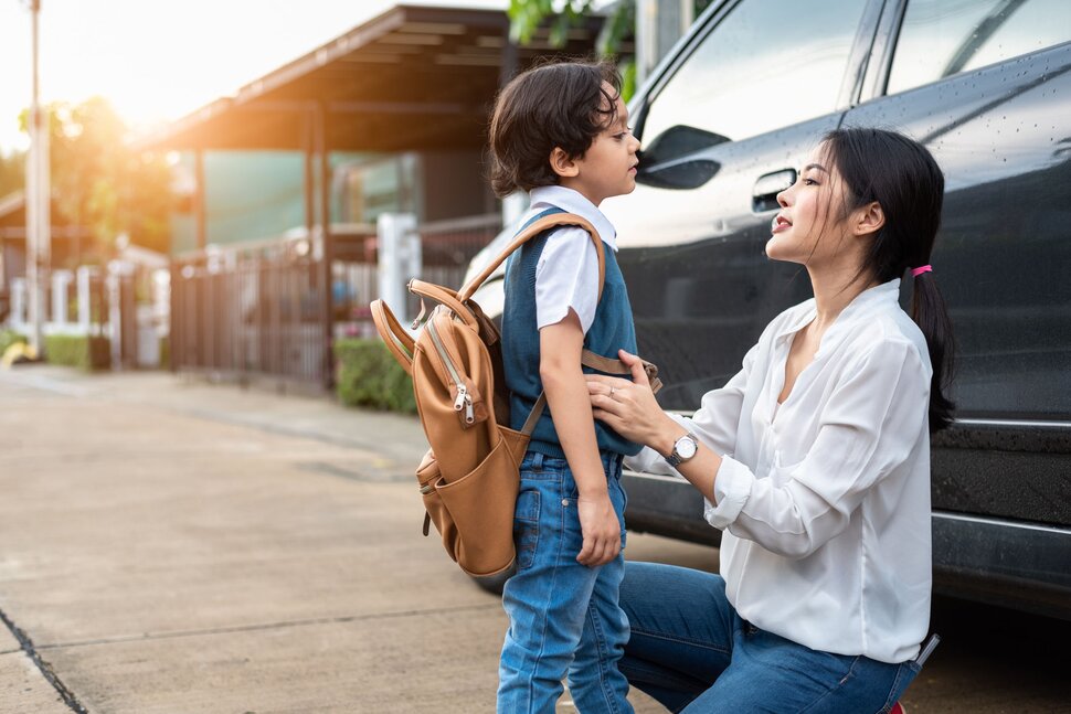 Mother and child back to school