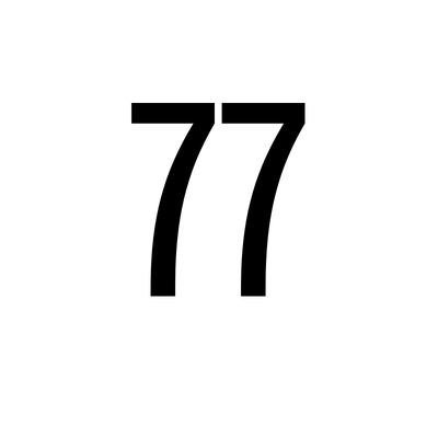 Graphic depicting the number 77