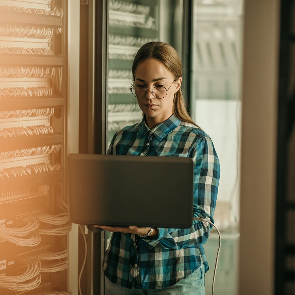 woman in data center